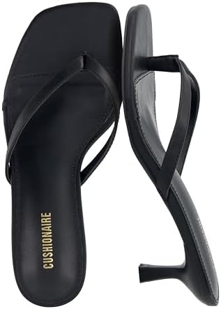 CUSHIONAIRE Miami Kitten Heels for Women, Thong Flip Flop Heeled Sandals with Memory Foam, Slip O... | Amazon (US)