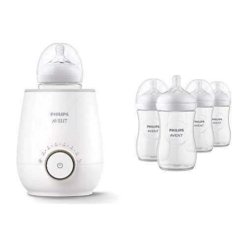 Philips Avent Baby Bottle Warming Bundle with Natural Baby Bottles with Natural Response Nipples, 9 Ounce, 4 Pack + Fast Baby Bottle Warmer | Amazon (US)