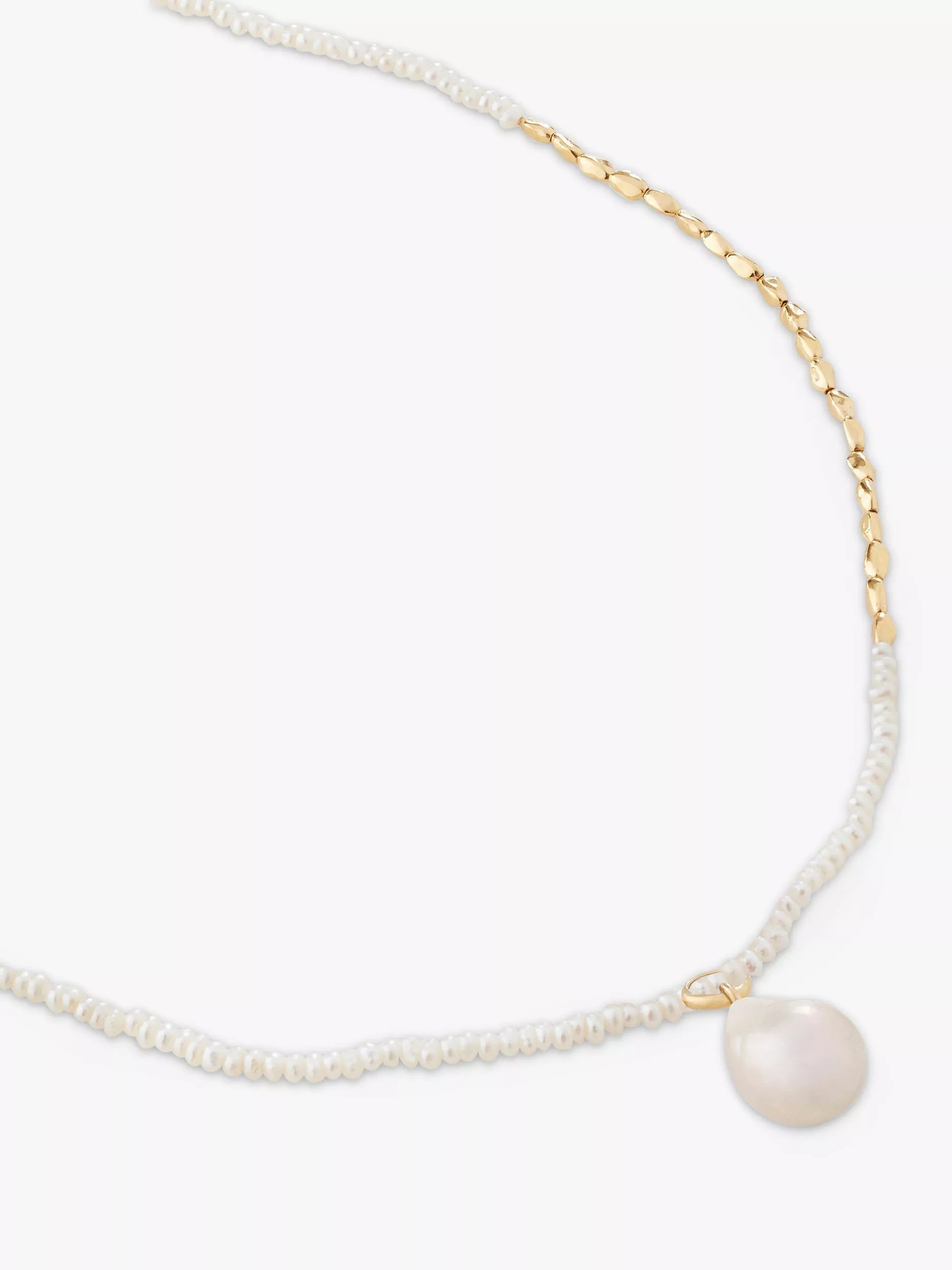 Monica Vinader Mini Pearl Necklace, White/Gold | John Lewis (UK)