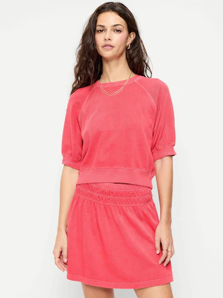 Short-Sleeve Cropped Raglan Sweatshirt | Old Navy (US)