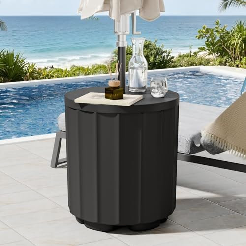 Patio Umbrella Stand with Hole, 2-in-1 Umbrella Base Table, Black | 1.5 Inch Hole, Wind-Resistant... | Amazon (US)