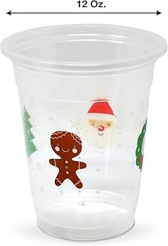 Gift Boutique 50 Pack Disposable Plastic Christmas 12 oz. Santa Tree Wreath Gingerbread Drinking ... | Amazon (US)
