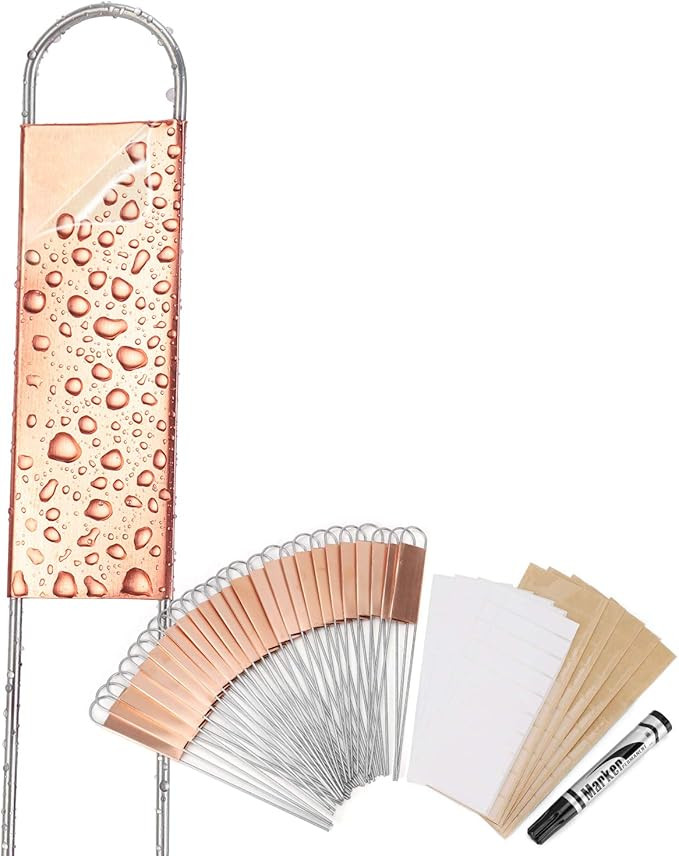 25PCS Copper Metal Plant Tags Plant Labels with 50Pcs Labels, Rainproof PET Film & Permanent Pen,... | Amazon (US)