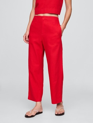 Linen-Blend Relaxed Straight Ankle Pants | Gap (US)