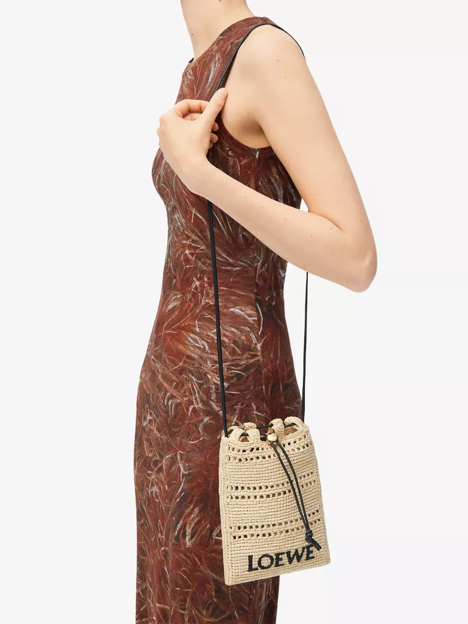 Loewe x Paula's Ibiza Drawstring Pocket Raffia Cross-Body Bag | Selfridges