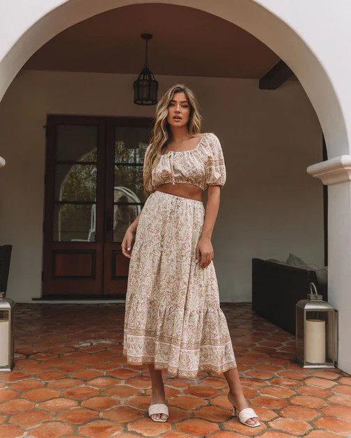 Adela Floral Midi Skirt -Sage - SALE | VICI