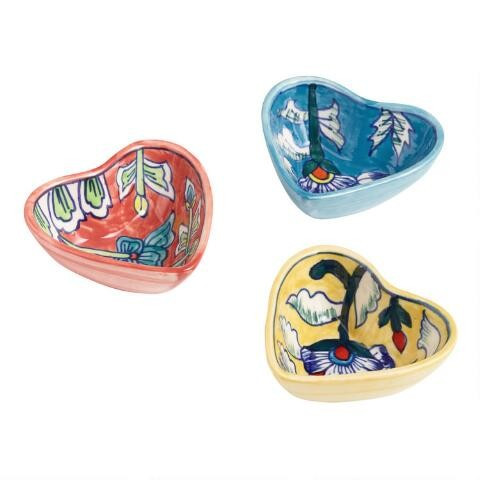 Floral Ceramic Heart Trinket Dishes Set of 3 | World Market
