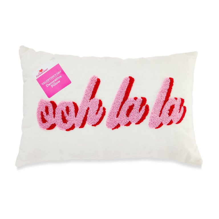 Valentine’s Day White Ooh La La Pillow, 16.9" x 11", by Way To Celebrate | Walmart (US)