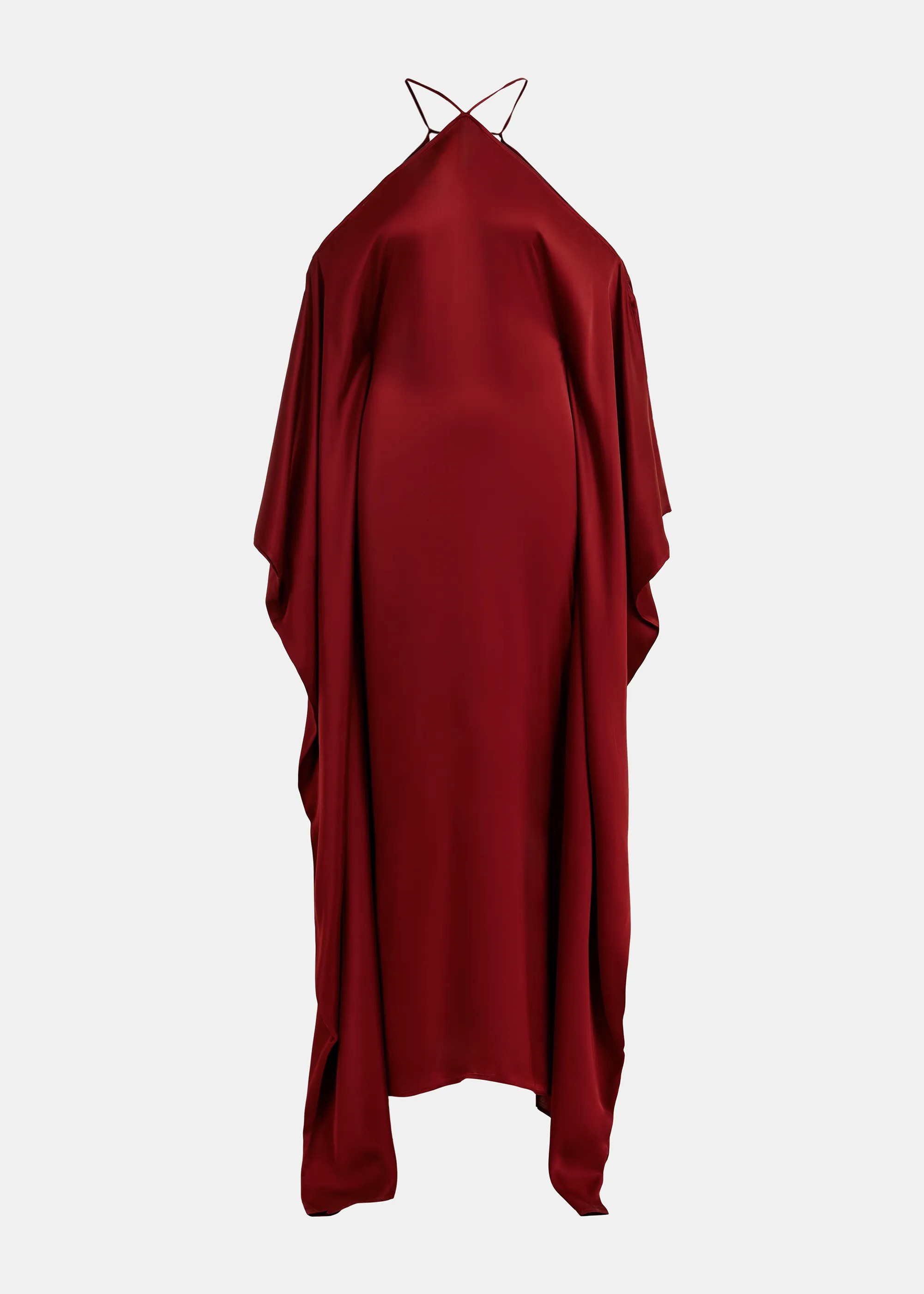 Burgundy halterneck maxi dress with waterfall sides | Essentiel Antwerp United Kingdom | Essentiel Antwerp