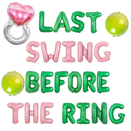 kreat4joy Tennis Party Decoration, Last Swing Before The Ring Bachelorette Banner, Tennis Diamond Ring Foil Balloon for Sports Tennis Wedding Bridal Shower | Amazon (US)