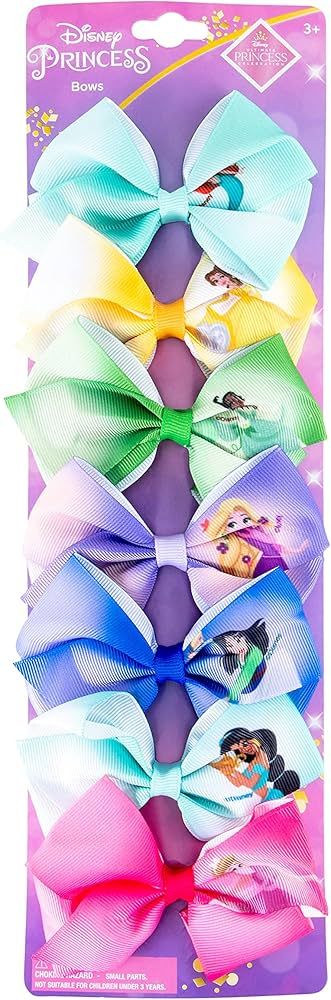Disney Princess- Kids Bows - Hair Accessories Gift Set - Princess Hair Bows - 7 Pcs 4 Inch Bundle... | Amazon (US)