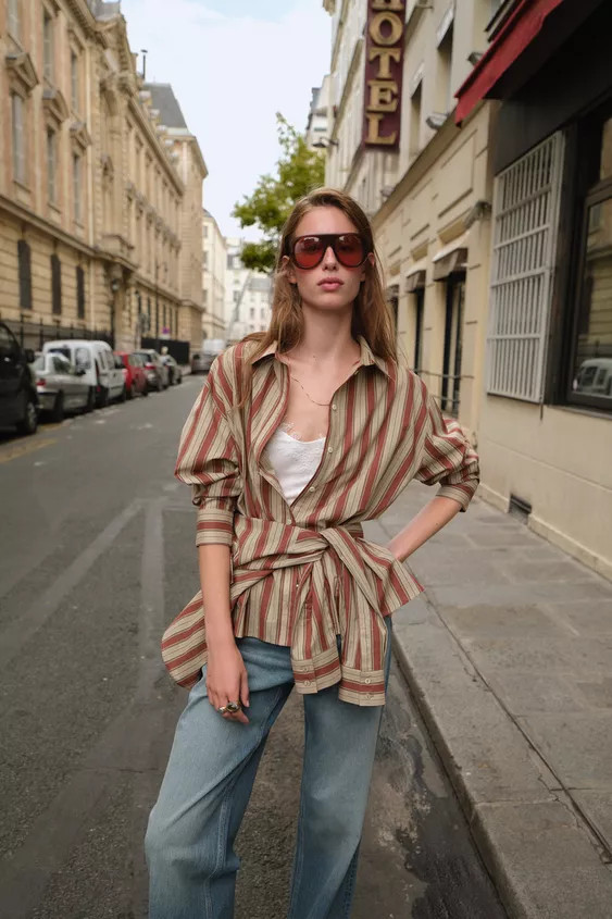 OVERSIZED PLAID POPLIN SHIRT | Zara US