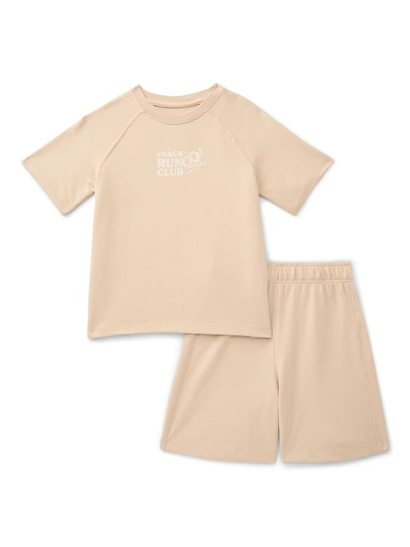 Wonder Nation Little Boys Short Sleeve French Terry Outfit Set, 2-Piece, Sizes 4-10 | Walmart (US)