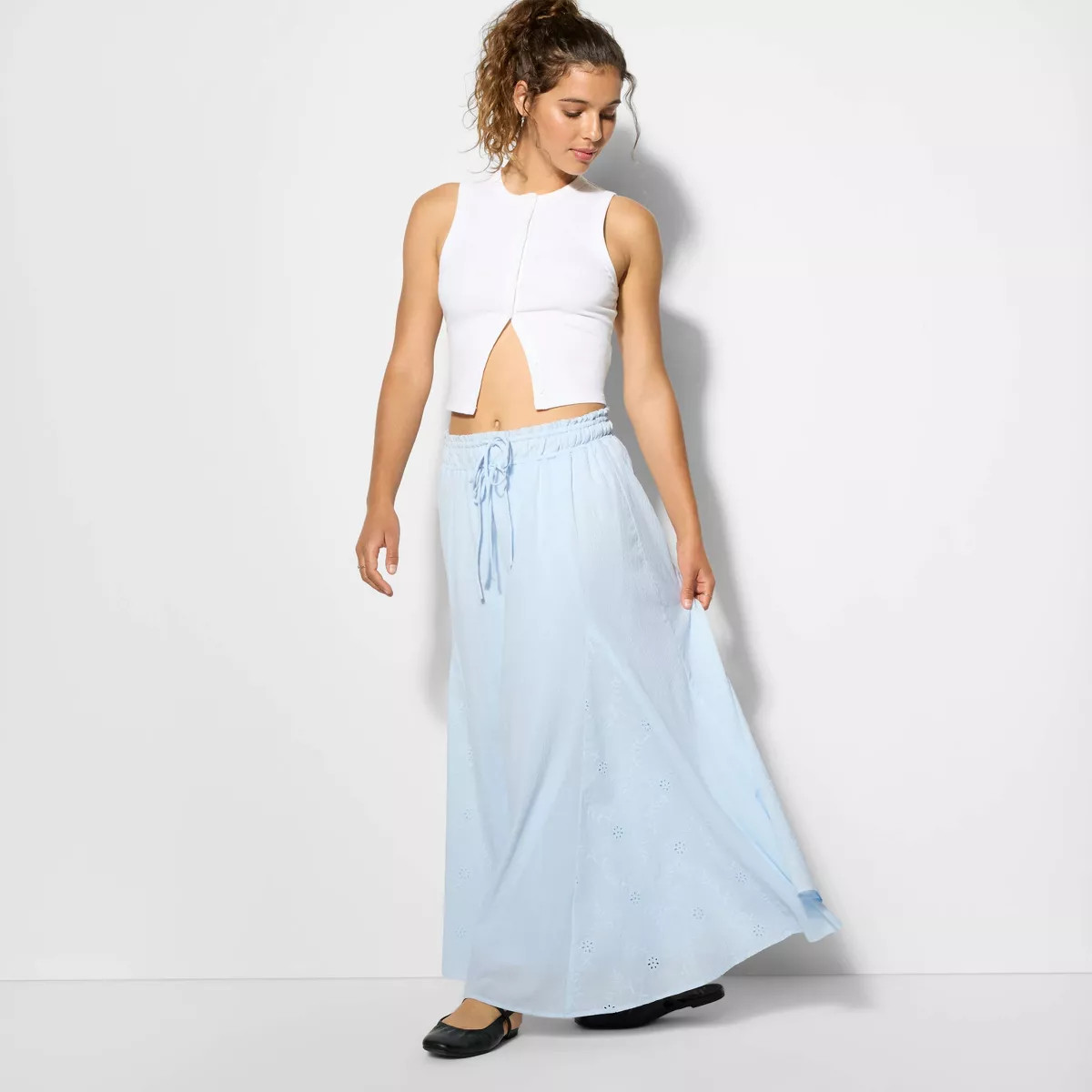 Women's Tie-Front Maxi Skirt - Wild Fable™ Light Blue XS | Target