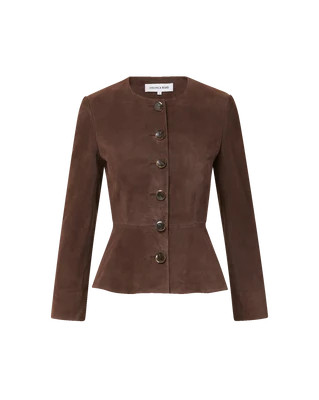 Quinn Suede Peplum Jacket | Veronica Beard