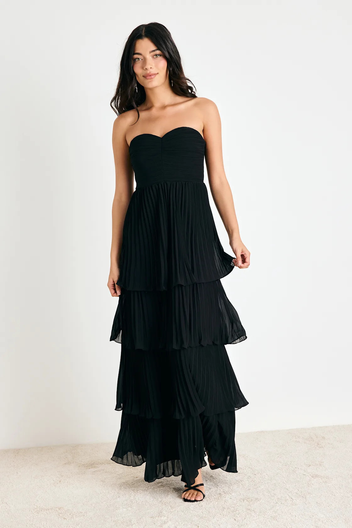Seriously Sensational Black Strapless Tiered Maxi Dress | Lulus