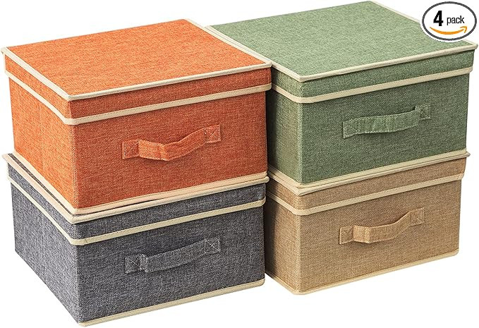 DOMEraax Storage Bins with Lid, Foldable Clothing Storage Box case with Handle for Toy, Books, Cl... | Amazon (US)