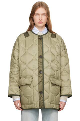 Green Teddy Quilted Jacket | SSENSE