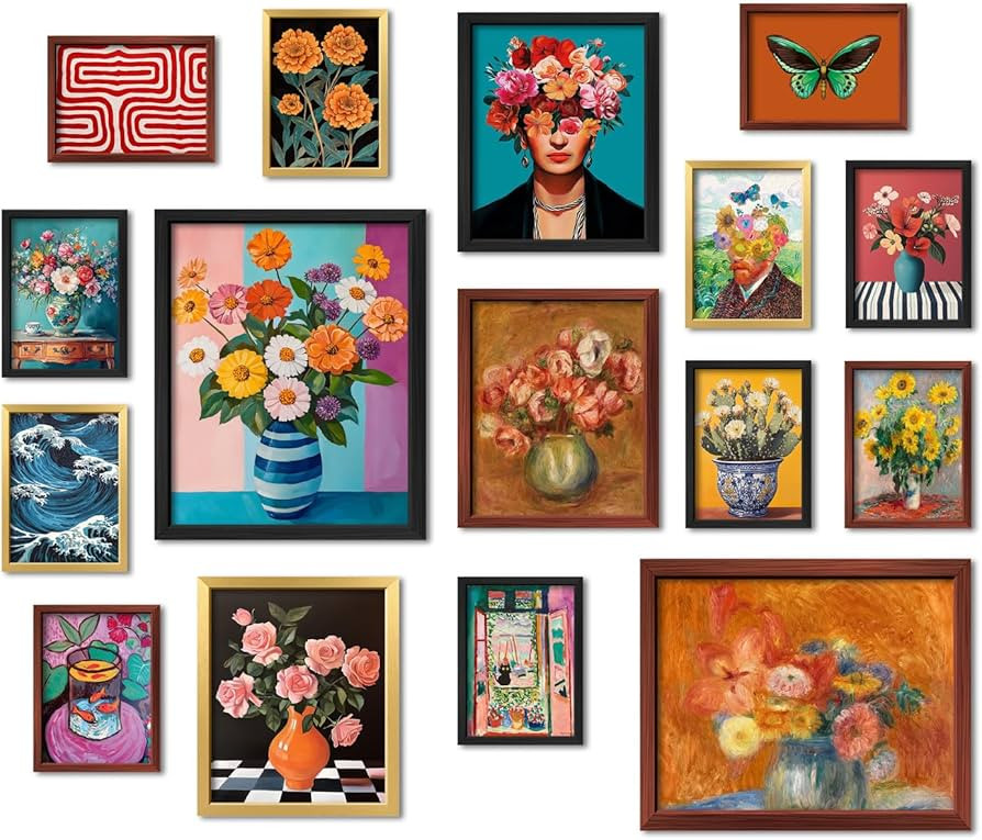 16 PCS Framed Eclectic Wall Art Decor, Mid Century Modern Maximalist Home Gallery Wall Frame Set ... | Amazon (US)