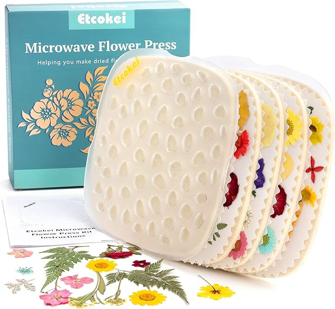 Etcokei Microwave Flower Press Kit - 4 Layer Quick Flower Pressing Tool, Great for Resin Arts, Sc... | Amazon (US)