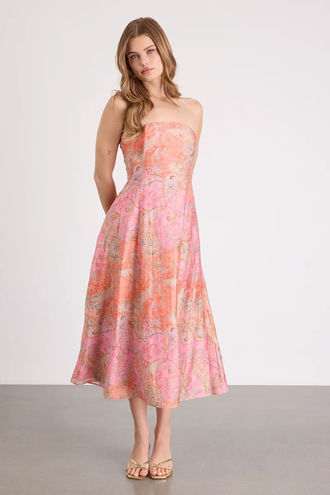 Lexis Pink Multi Boho Print Lace-Up Midi Dress | Lulus