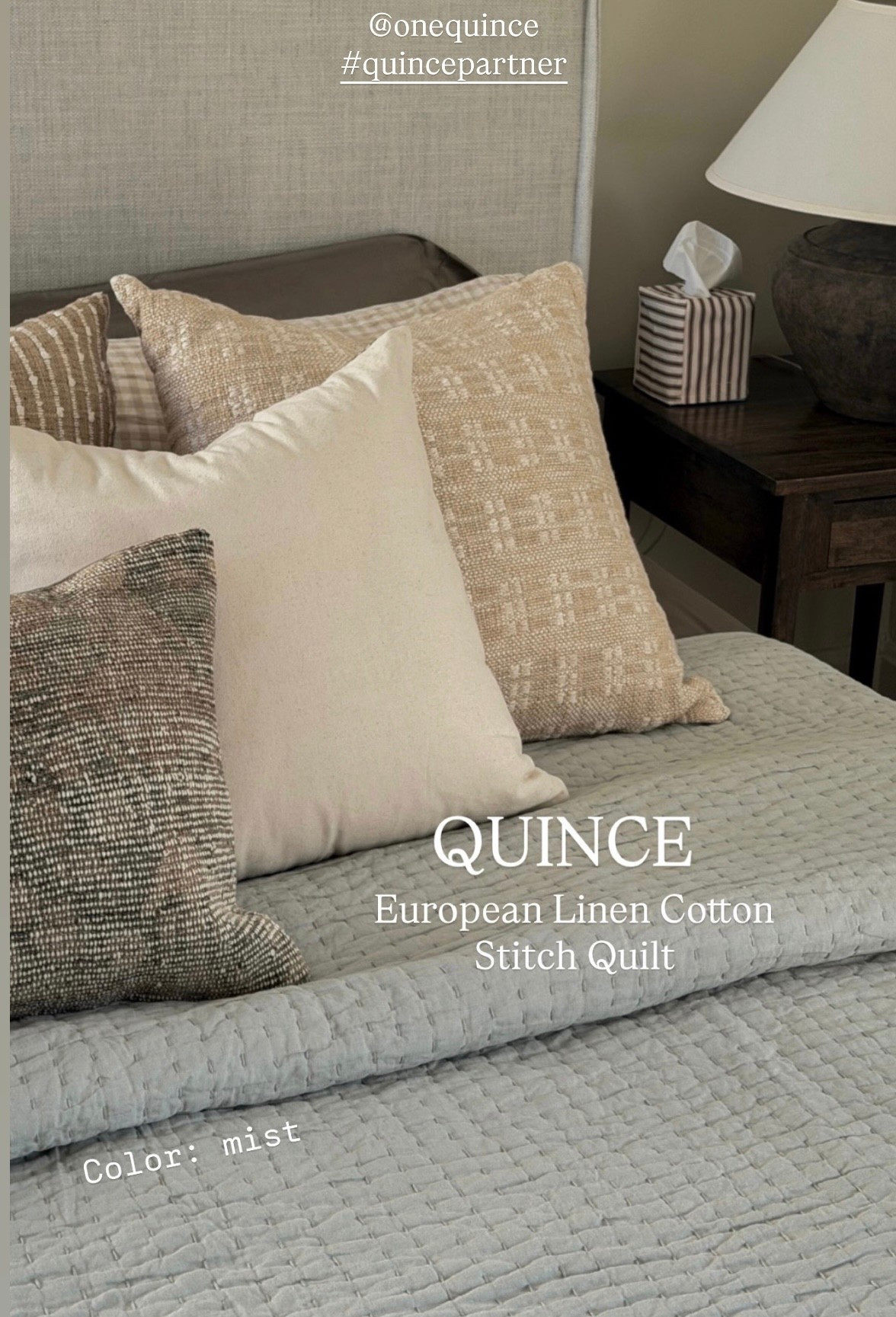 The bedding from @onequince instantly elevated this bedroom, especially the European Linen Stitch Quilt. It has that relaxed linen texture with subtle stitched detail that makes the bed feel layered and intentional without looking overdone.

It adds beautiful dimension without feeling heavy, so it works on its own or layered over sheets depending on the season. The neutral tone mixes easily with everything and gives that calm, timeless foundation I always look for in a bedroom.

The quality feels elevated, but the pricing makes it even better.

#quincepartner
