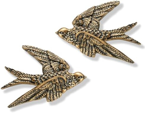 AMOIENSIS Bird Wall Sculpture Art, (Set of 2) 4¾ inch Resin Antique Gold Bird 3D Sculpted Floati... | Amazon (US)