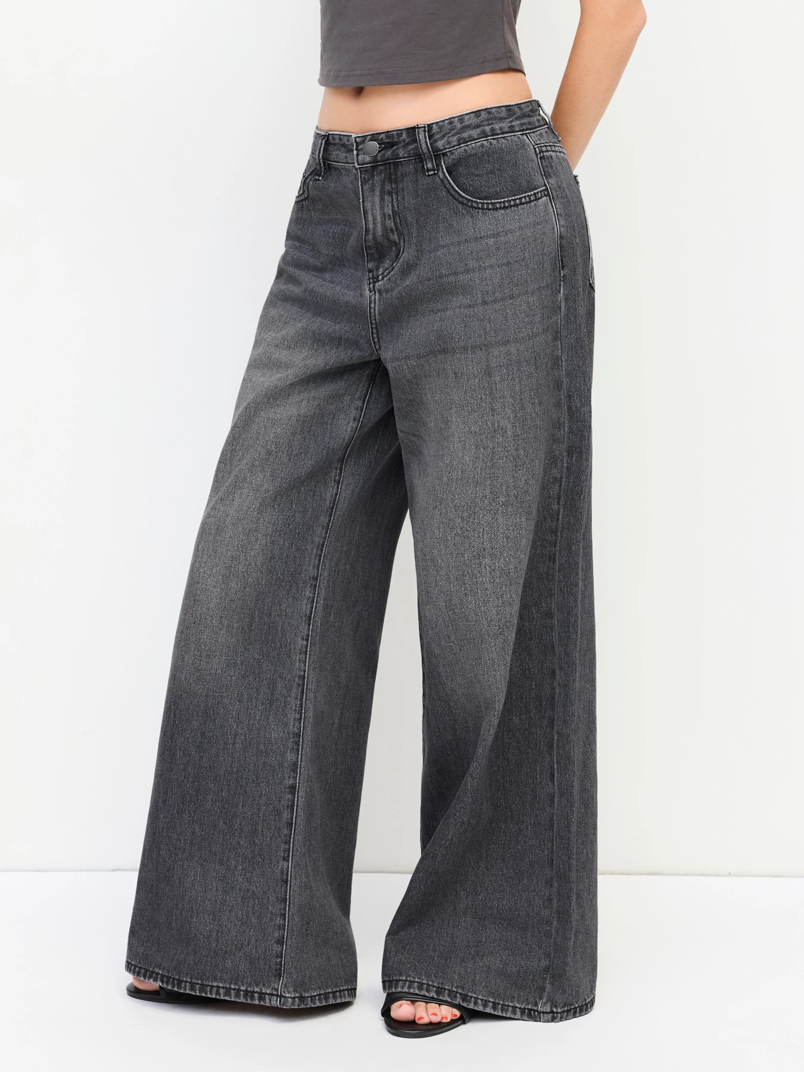 denim denim cargo pants Denim Low-Rise Baggy For Daily Casual | Cider