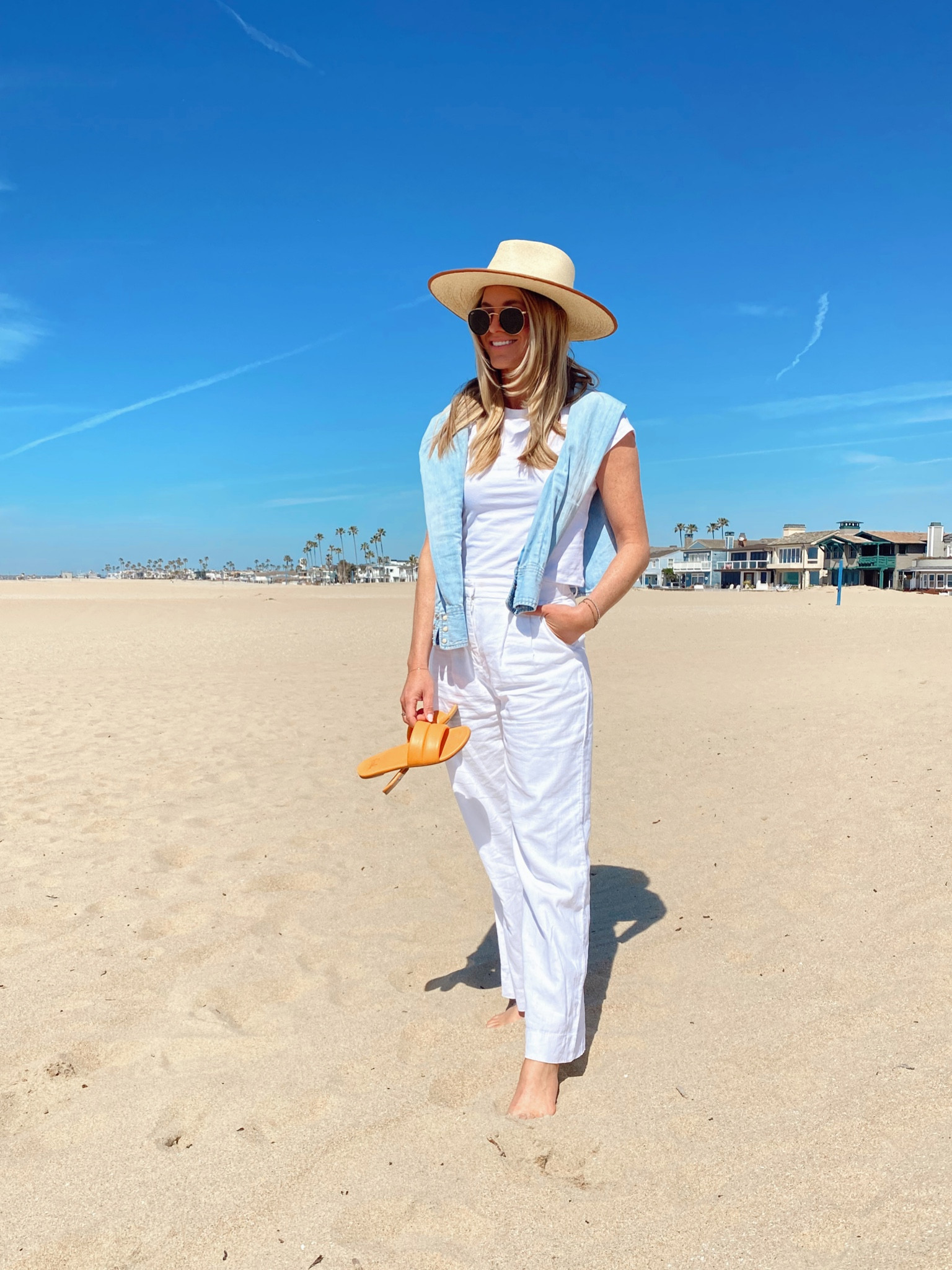 White linen high waisted trousers from Abercrombie and the perfect white slightly cropped tee  

#LTKsalealert #LTKstyletip #LTKSeasonal
