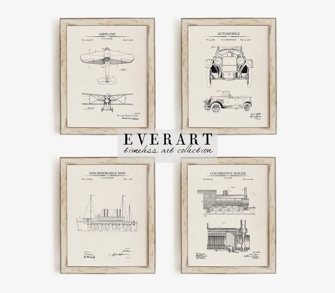 Vintage Vehicle Patent Prints Set of 4 Printable Patent - Etsy | Etsy (US)