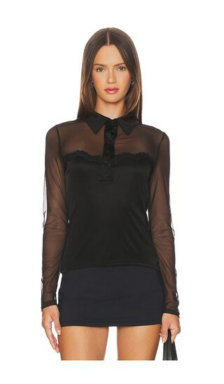 Generation Love Brio Mesh Top in Black. - size M | Revolve Clothing (Global)