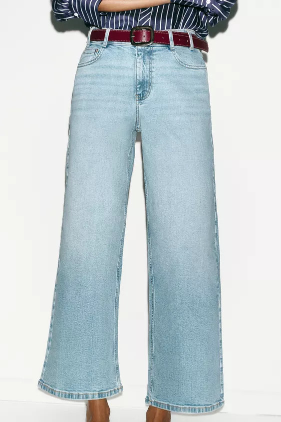 Z.10 HIGH-WAIST BELTED CULOTTES JEANS | Zara UK