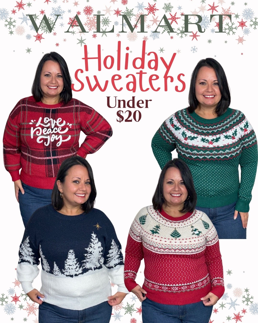 These sweaters from @walmart are perfect for the holiday season! Act fast before these cozy pieces sell out! 
.
I’m wearing a size large. 

#LTKHoliday #LTKSeasonal #LTKMidsize