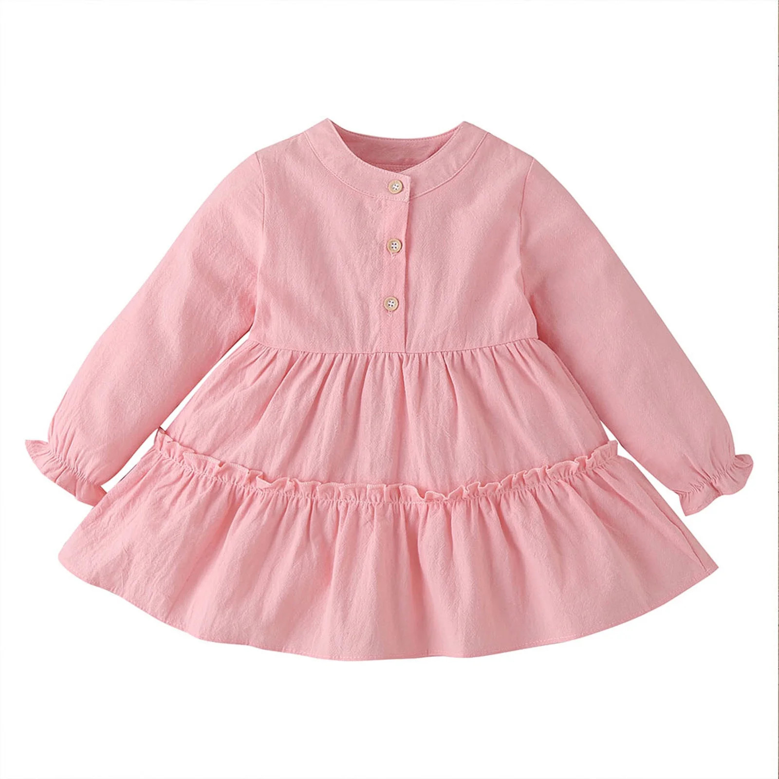 Penkiiy Toddler Girl Fall Dress Ruffles Long Sleeve Vintage Kids Solid Dresses Tops Winter Outfit... | Walmart (US)