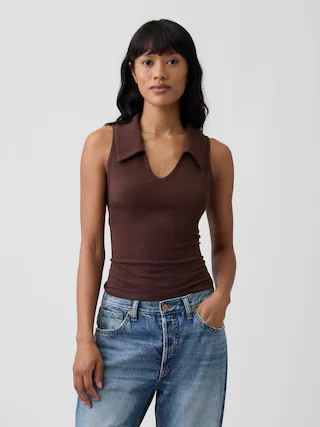 Sleeveless Scoopneck Polo Shirt | Gap Factory