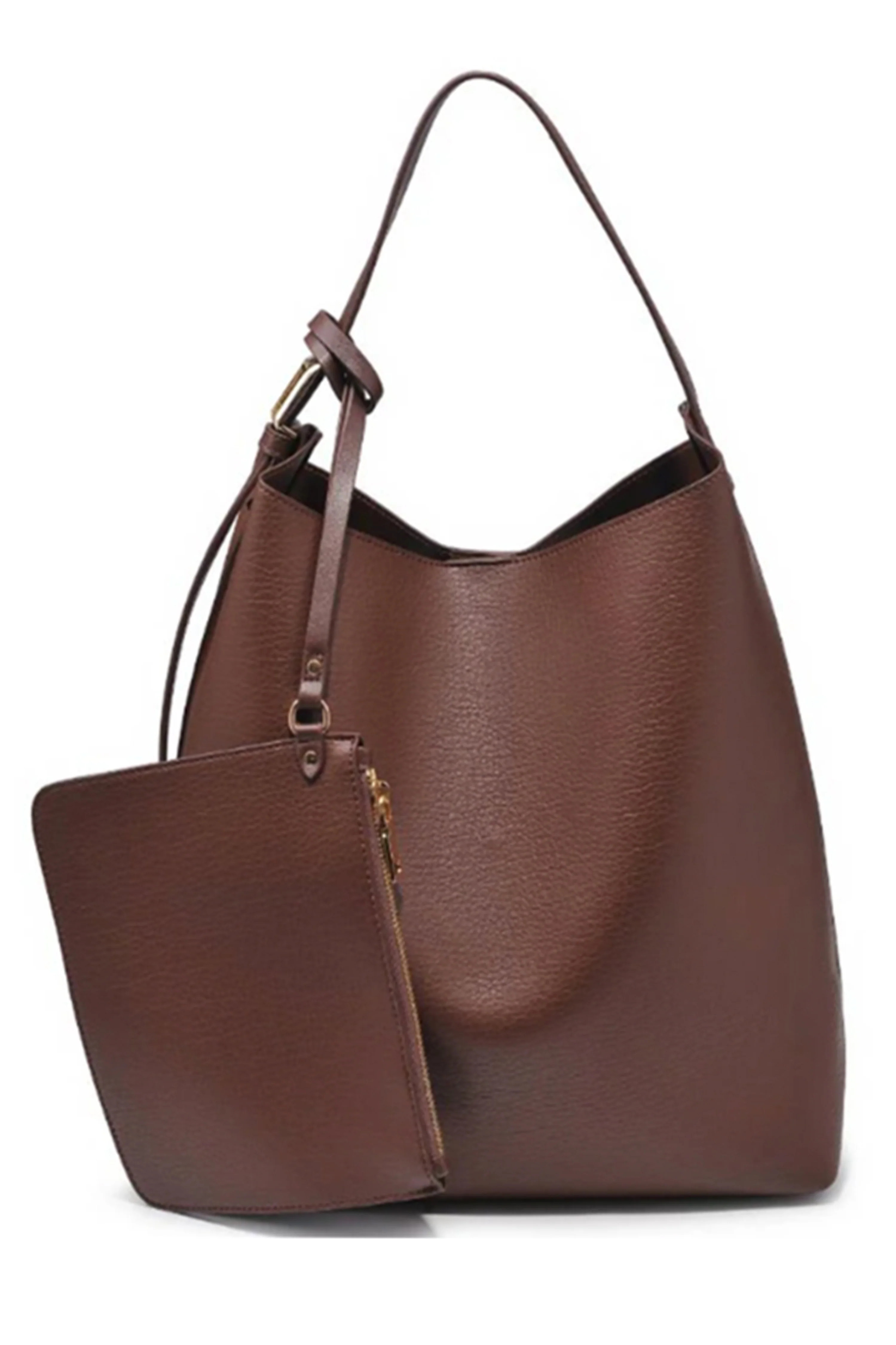 Chocolate Faux Leather Bag Set | JLUXLABEL