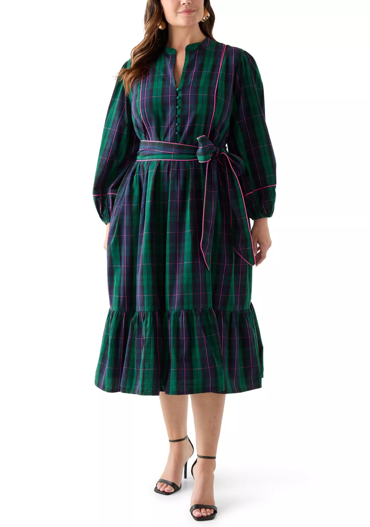 Crown & Ivy™Plus Size Midi Split Neck Dress | Belk