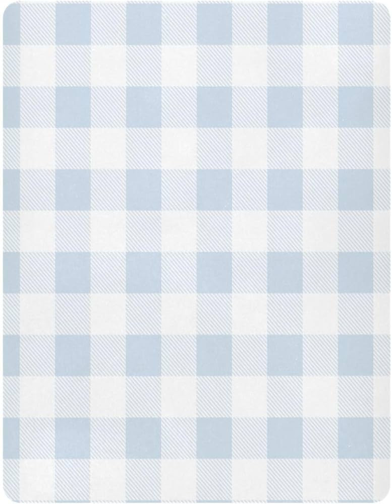 Kigai Sky Blue Plaid Crib Sheets for Boys Girls Jersey Knit Fitted Crib Sheet Baby Crib Sheet for... | Amazon (US)