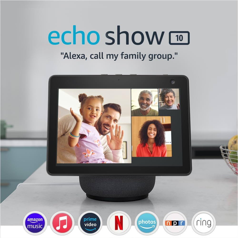 Echo Show 10 (3rd Gen) | HD smart display with motion and Alexa | Charcoal | Amazon (US)