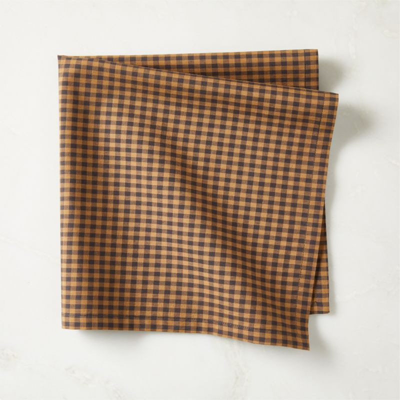 Gody Brown Handwoven Cotton Gingham Napkin | CB2 | CB2