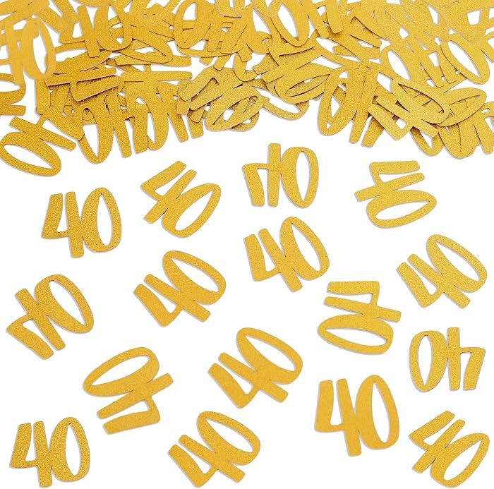 Gold Glitter 40th Birthday Confetti Number Forty Table Scatter 50PCS | Amazon (US)