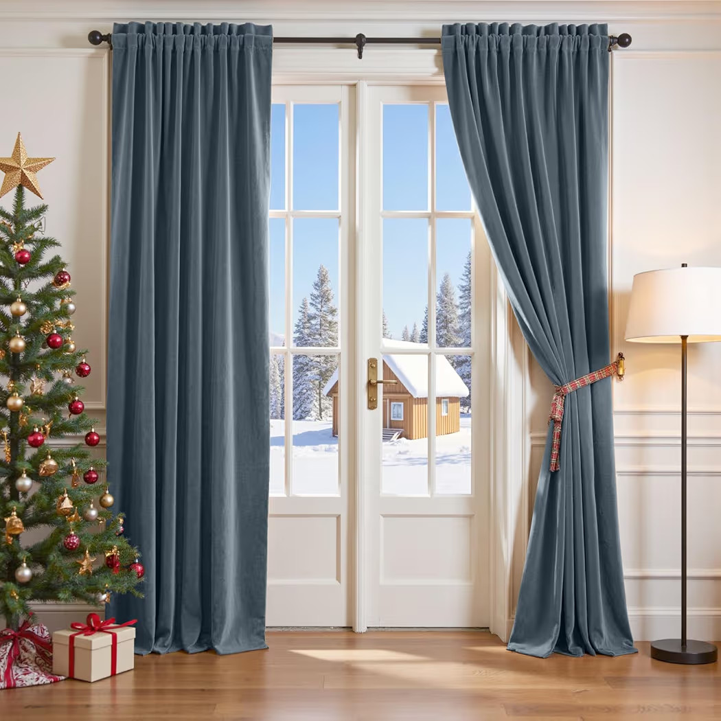Lazzzy Velvet Curtains Blue Luxury Window Curtain Panels Thermal Insulated Drapes for Bedroom Liv... | Amazon (CA)