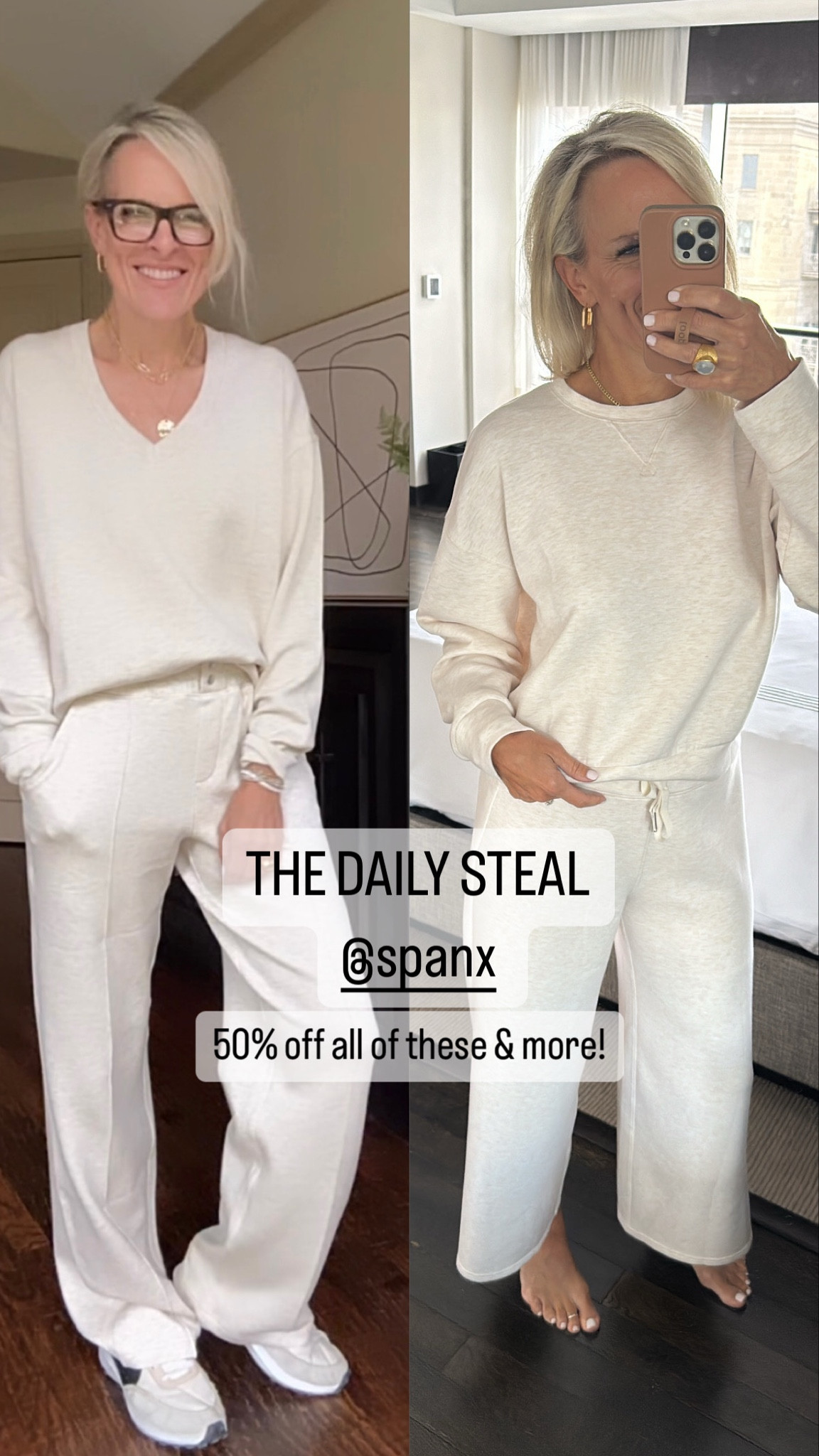 Both of these  entire outfits (plus more) are on a 1 day only sale called The Daily Steal from Spanx 
50% OFF 👏🏼👏🏼
No promo code needed
A few other air essentials are on this Daily steal as well. All items linked below are included in this 50% off.
Wearing small both top and bottom 

#LTKCyberWeek #LTKGiftGuide #LTKSaleAlert