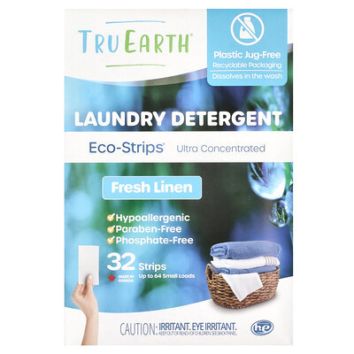 Tru Earth, Laundry Detergent Sheets, Fresh Linen, 32 Eco-Strips® | iHerb