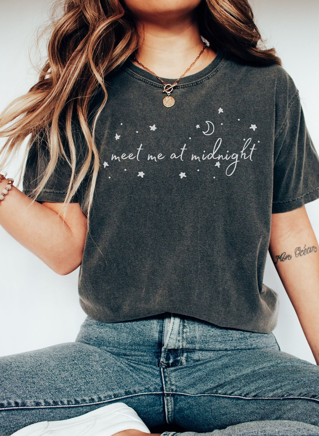 Meet Me At Midnight Comfort Colors Crewneck Tshirt, Swiftie Fangirl Tee, New Taylor Midnights Tsh... | Etsy (US)