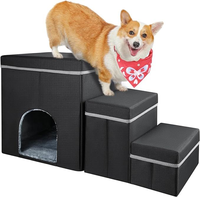 Dog Stairs for Small Dogs/Small Kittens Pet Stairs with Storage Function and Storage Items for Pu... | Amazon (US)