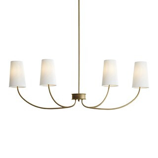 Lottie Linear Chandelier with Antique Brass & White Linen Shades | Ballard Designs, Inc.
