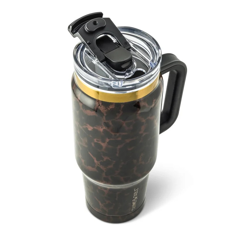 Thyme & Table 32oz Stainless Steel Luna Tumbler with Handle and Dual Straw Lid, Mocha Tortoise | Walmart (US)