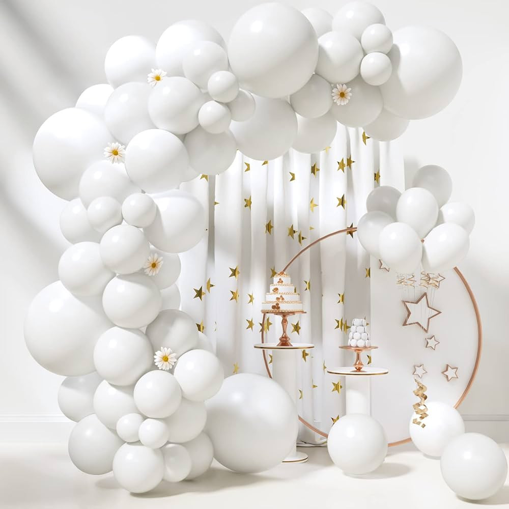 White Balloons 85 pcs White Balloon Garland Arch Kit 5/10/12/18 Inch Different Sizes White Matte ... | Amazon (US)