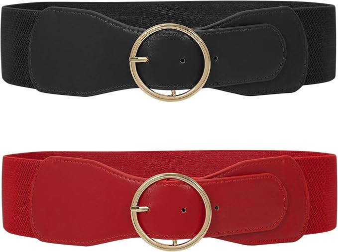 WERFORU 2 Stück Elastischer Taillengürtel für Damen Vintage Breiter Gürtel für Kleid Mode De... | Amazon (DE)